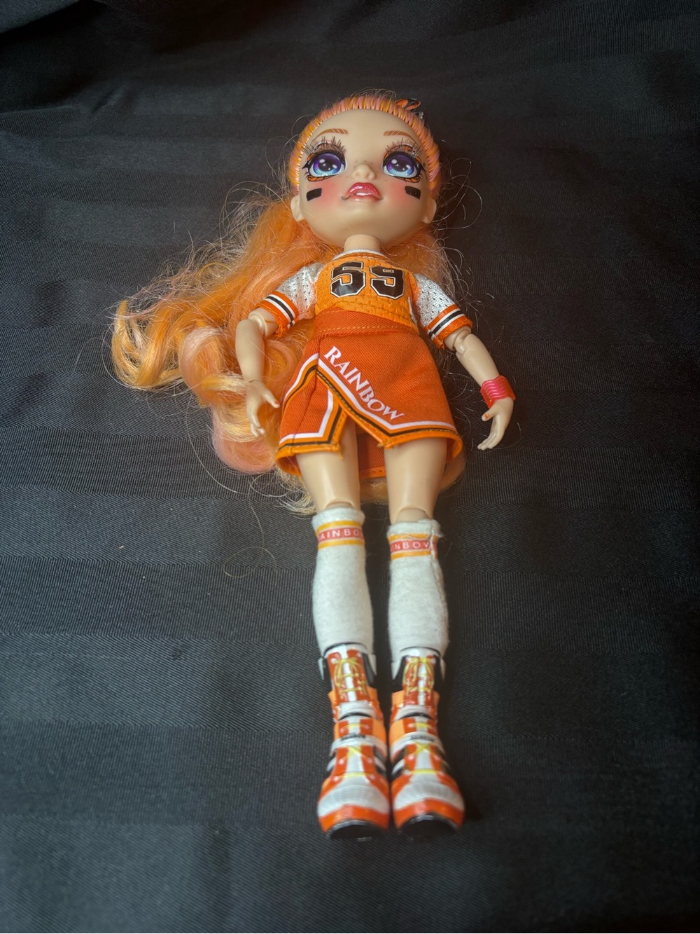 Rainbow High Poppy Rowan Cheer Doll Used Orange Cheerleader Articulated